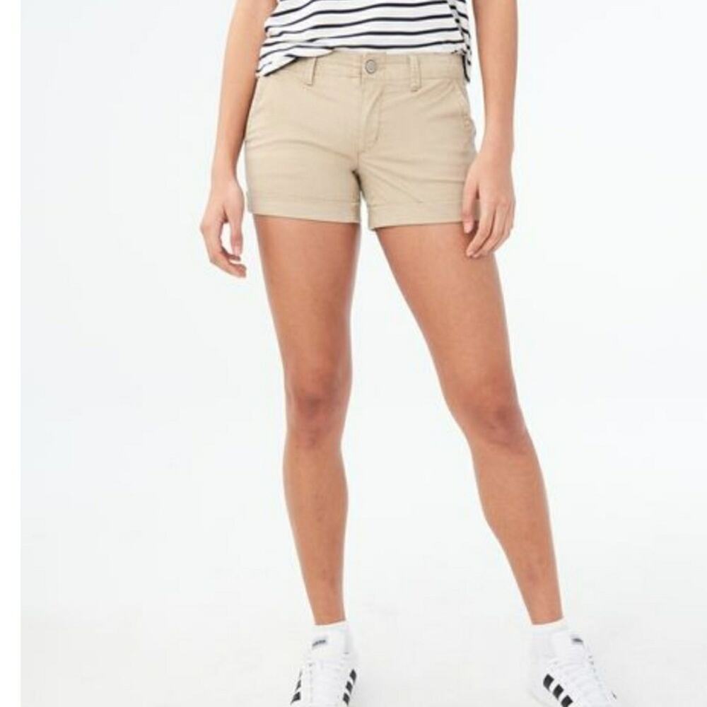 Aeropostale Midi Twill Khaki Shorty Shorts sz 8